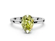 Solitaire Engagement Ring Setting for Fancy Yellow Pear-Shaped Center with Fine Wire Band and Prong Head in Platinum