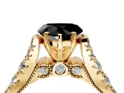 Solitaire Engagement Ring Setting for Fancy Black Heart-Shaped Center with Pave Cathedral Shoulders and Prong Head in Yellow Gold