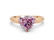 Solitaire Engagement Ring Setting for Fancy Pink Heart-Shaped Center with Wide Knife Ridge Band and Prong Head in Rose Gold
