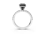 Open Basket Engagement Ring Setting for Fancy Black Princess Cut Center with Pave Band and Prong Head in Sterling Silver