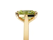 Solitaire Engagement Ring Setting for Fancy Yellow Emerald Cut Center with Tapered Shoulders and Prong Head in Yellow Gold