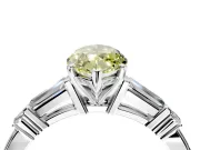 Bar-Set Engagement Ring Setting for Fancy Yellow Marquise Center with Tapered Baguette Accents and Prong Head in Sterling Silver