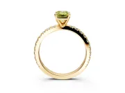 Solitaire Engagement Ring Setting for Fancy Yellow Emerald Cut Center with Fine Pave Band and Claw Prong Head in Yellow Gold