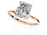 Solitaire Engagement Ring Setting for Radiant Cut Center with Straight Thin Band and Prong Head in Rose Gold