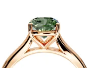 Solitaire Engagement Ring Setting for Fancy Green Cushion Cut Center with Narrow Cathedral Band and Prong Head in Rose Gold