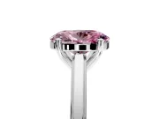 Solitaire Engagement Ring Setting for Fancy Pink Oval Center with Flat-Sided Plain Band and Prong Head in Sterling Silver