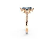 Floral Engagement Ring Setting for Fancy Blue Marquise Center with Four Accent Clusters and Prong Head in Rose Gold