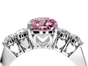 5 Stone Engagement Ring Setting for Fancy Pink Cushion Cut Center with Equal Close-Set Accents and Prong Head in Sterling Silver