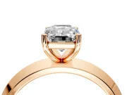 Solitaire Engagement Ring Setting for Emerald Cut Center with Wide Knife Ridge Band and Prong Head in Rose Gold