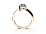Solitaire Engagement Ring Setting for Fancy Blue Radiant Cut Center with Plain Band and Flat Tab Prong Head in Rose Gold