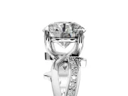 Solitaire Engagement Ring Setting for Round Cut Center with Pave and Plain Crossover Band and Prong Head in White Gold