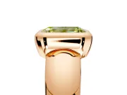 Solitaire Engagement Ring Setting for Fancy Yellow Emerald Cut Center with Wide Band and Bezel Head in Rose Gold