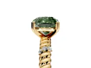 Rope Engagement Ring Setting for Fancy Green Cushion Cut Center with Accent Shoulders and Prong Head in Yellow Gold