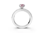 Solitaire Engagement Ring Setting for Fancy Pink Oval Center with Channel-Set Accents and Prong Head in Platinum