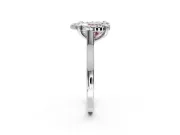 Single Halo Engagement Ring Setting for Fancy Pink Heart-Shaped Center with Corner Claws, Plain Band and Prong Head in Sterling Silver