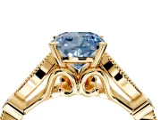 Solitaire Engagement Ring Setting for Fancy Blue Cushion Cut Center with Marquise and Bezel Accents and Prong Head in Yellow Gold
