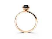 Solitaire Engagement Ring Setting for Fancy Black Marquise Center with Fine Pave Narrow Band and Prong Head in Rose Gold