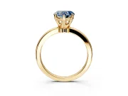 Solitaire Engagement Ring Setting for Fancy Blue Heart-Shaped Center with Plain Band and Tulip Prong Head in Yellow Gold