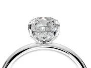 Hidden Halo Engagement Ring Setting for Cushion Cut Center with Thin Rounded Band and Prong Head in Platinum