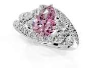 Halo Engagement Ring Setting for Fancy Pink Pear-Shaped Center with Marquise and Pave Bypass Band and Prong Head in Sterling Silver