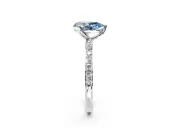 Solitaire Engagement Ring Setting for Fancy Blue Pear-Shaped Center with Fine Pave Accents and Prong Head in Platinum