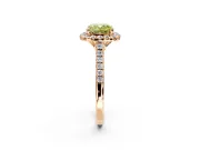 Halo Engagement Ring Setting for Fancy Yellow Cushion Cut Center with Raised Halo, Pave Band and Prong Head in Rose Gold