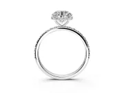 Hidden Halo Engagement Ring Setting for Round Cut Center with Pave Band and Prong Head in Platinum