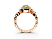 Halo Engagement Ring Setting for Fancy Yellow Radiant Cut Center with Floral Band and Prong Head in Rose Gold
