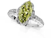 Floral Engagement Ring Setting for Fancy Yellow Marquise Center with Four Accent Clusters and Prong Head in Platinum