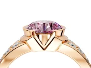 Bezel Engagement Ring Setting for Fancy Pink Round Cut Center with Wide Channel-Set Band and Bezel Head in Rose Gold