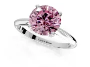 Solitaire Engagement Ring Setting for Fancy Pink Round Cut Center with Knife Ridge Band and Claw Prong Head in Platinum