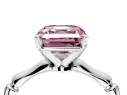 Solitaire Engagement Ring Setting for Fancy Pink Asscher Cut Center with Bamboo Band and Prong Head in White Gold