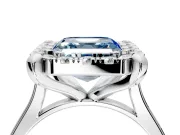 Single Halo Engagement Ring Setting for Fancy Blue Asscher Cut Center with Corner Claws, Plain Band and Prong Head in Platinum