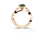 Floral Engagement Ring Setting for Fancy Green Round Cut Center with Trailing Marquise Accents and Prong Head in Rose Gold