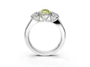 3 Stone Engagement Ring Setting for Fancy Yellow Marquise Center with Raised Basket Heads and Prong Head in White Gold