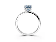 Solitaire Engagement Ring Setting for Fancy Blue Oval Center with Fine Pave Narrow Band and Prong Head in Platinum