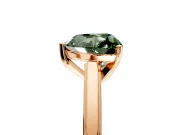 Solitaire Engagement Ring Setting for Fancy Green Heart-Shaped Center with Flat-Sided Plain Band and Prong Head in Rose Gold