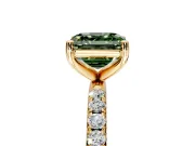 Solitaire Engagement Ring Setting for Fancy Green Asscher Cut Center with Micro Pave Band and Prong Head in Yellow Gold