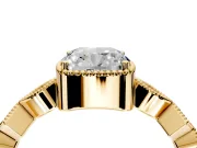 Milgrain Bezel Engagement Ring Setting for Cushion Cut Center with Marquise Stations and Bezel Head in Yellow Gold