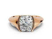 Tension Engagement Ring Setting for Radiant Cut Center with Wide Tapered Band and Tension Head in Rose Gold