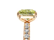 Solitaire Engagement Ring Setting for Fancy Yellow Radiant Cut Center with Shared-Prong Accents and Prong Head in Rose Gold