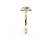 Halo Engagement Ring Setting for Round Cut Center with Plain Tapered Band and Prong Head in Yellow Gold