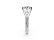 Solitaire Engagement Ring Setting for Oval Center with Milgrain Cathedral Band and Prong Head in Sterling Silver