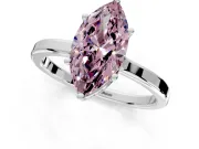 Hidden Halo Engagement Ring Setting for Fancy Pink Marquise Center with Wide Flat Plain Band and Prong Head in Platinum