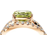 Solitaire Engagement Ring Setting for Fancy Yellow Asscher Cut Center with Wide-Open Split Shank and Prong Head in Rose Gold