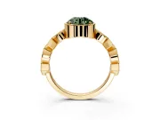 Milgrain Bezel Engagement Ring Setting for Fancy Green Round Cut Center with Marquise Stations and Bezel Head in Yellow Gold
