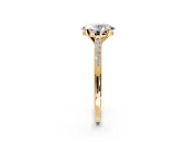 Solitaire Engagement Ring Setting for Oval Center with Channel Accents and Prong Head in Yellow Gold
