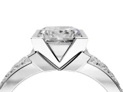Bezel Engagement Ring Setting for Princess Cut Center with Wide Channel-Set Band and Bezel Head in Platinum