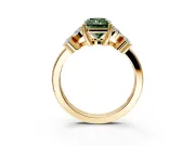 Floral Engagement Ring Setting for Fancy Green Radiant Cut Center with Marquise Cluster Shoulders and Prong Head in Yellow Gold