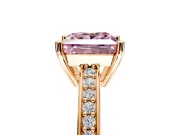Solitaire Engagement Ring Setting for Fancy Pink Princess Cut Center with Channel-Set Accent Band and Prong Head in Rose Gold